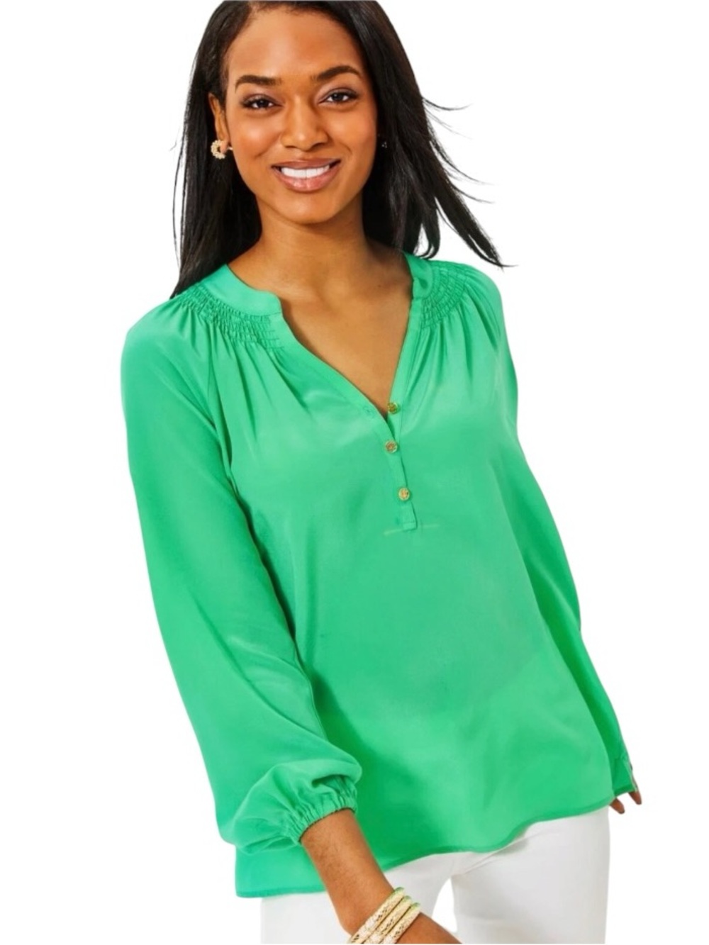 Lilly Pulitzer Elsa Silk Top in Spearmint size XL